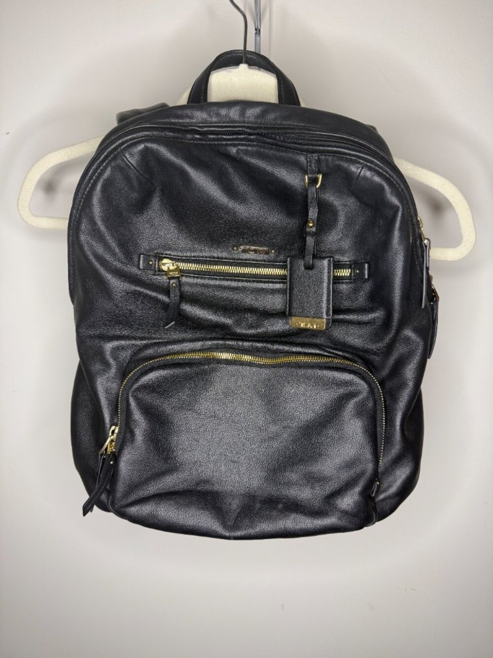 **Tumi Voyageur Halle Black Leather Backpack**